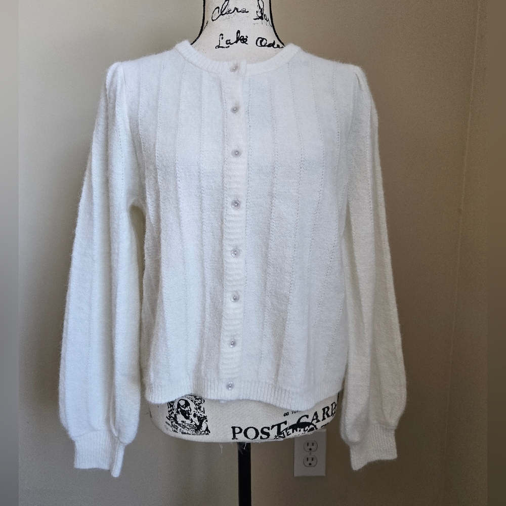 Joie Wool Blend Cardigan Womens M White Lightweight Quiet Luxury